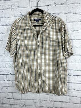 Cremieux Collection Men’s XL Seersucker Plaid Cotton Short Sleeve Button Shirt